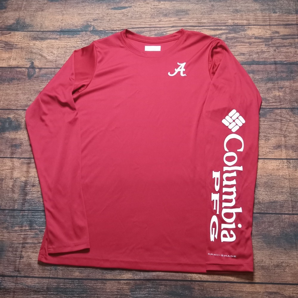 Columbia PFG Alabama Long Sleeve Crew Neck Fishing Shirt Youth XL Crimson